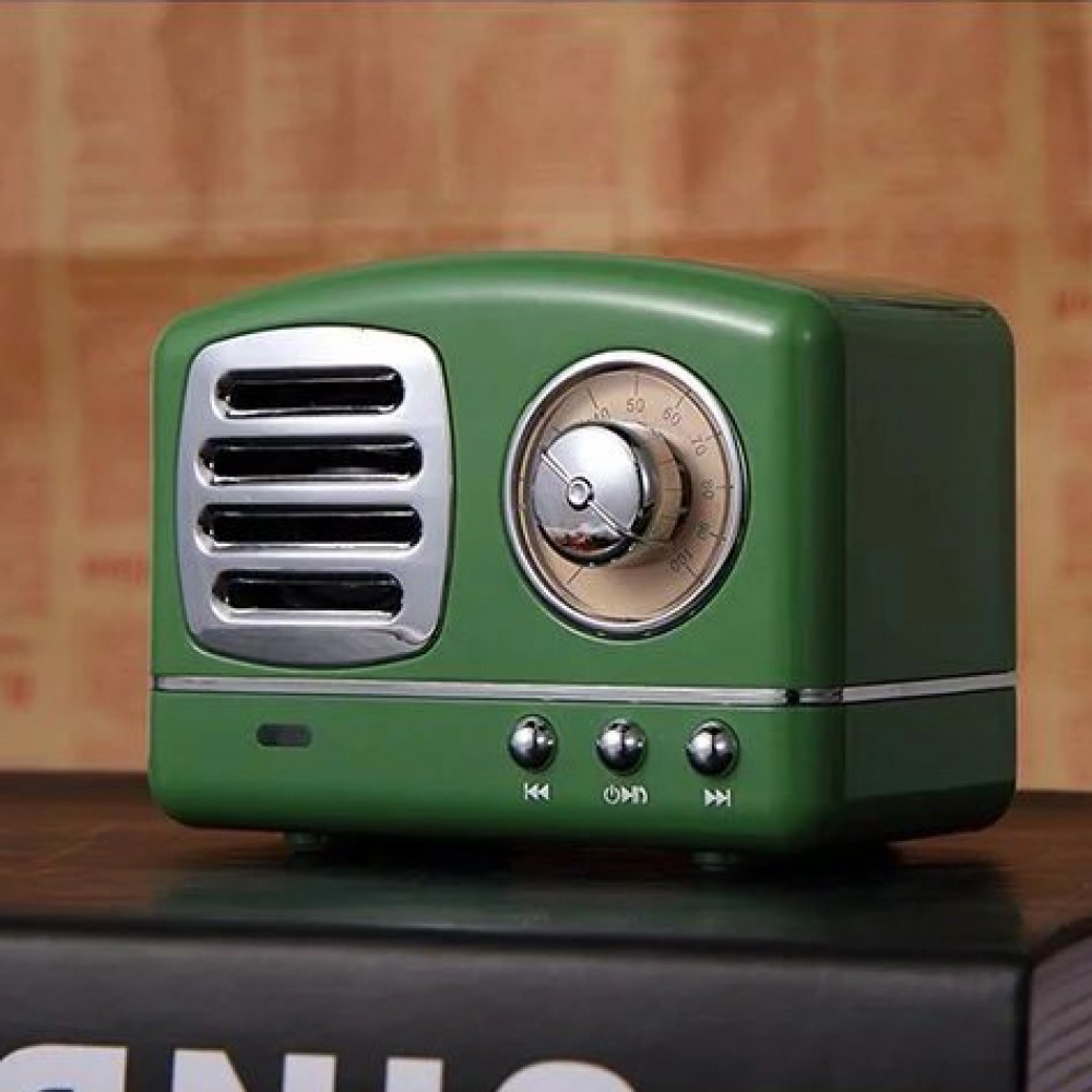 Haut-parleur Vintage sans fil Bluetooth Retro 60s Look Radio/AUX/SD - Vert