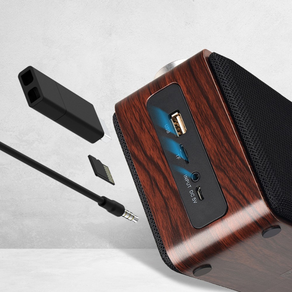 Haut-parleur Bluetooth élégant - Design en bois et meilleur plaisir musical BT/AUX/SD