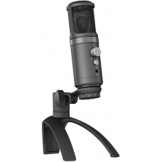 Hi-Rec microphone professionnel aluminium pour studio et podcast incl. pied ajustable et prise AUX - Noir