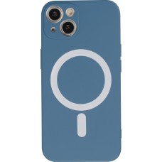 Housse iPhone 13 - Coque en silicone souple avec MagSafe et protection pour caméra - Bleu foncé