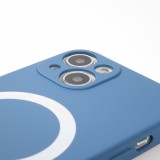 Housse iPhone 13 - Coque en silicone souple avec MagSafe et protection pour caméra - Bleu foncé