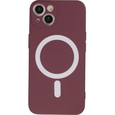 Housse iPhone 13 - Coque en silicone souple avec MagSafe et protection pour caméra - Bordeaux