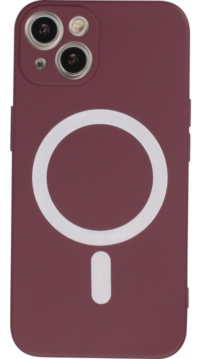 Housse iPhone 13 - Coque en silicone souple avec MagSafe et protection pour caméra - Bordeaux