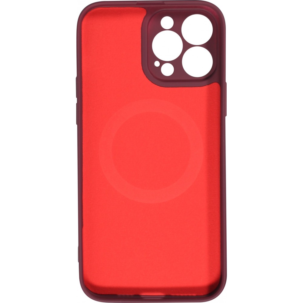 Housse iPhone 13 - Coque en silicone souple avec MagSafe et protection pour caméra - Bordeaux