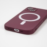 Housse iPhone 13 - Coque en silicone souple avec MagSafe et protection pour caméra - Bordeaux