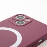 Housse iPhone 13 - Coque en silicone souple avec MagSafe et protection pour caméra - Bordeaux