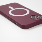 Housse iPhone 13 - Coque en silicone souple avec MagSafe et protection pour caméra - Bordeaux