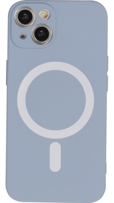 iPhone 13 Case Hülle - Soft-Shell silikon cover mit MagSafe und Kameraschutz - Blau - Grau
