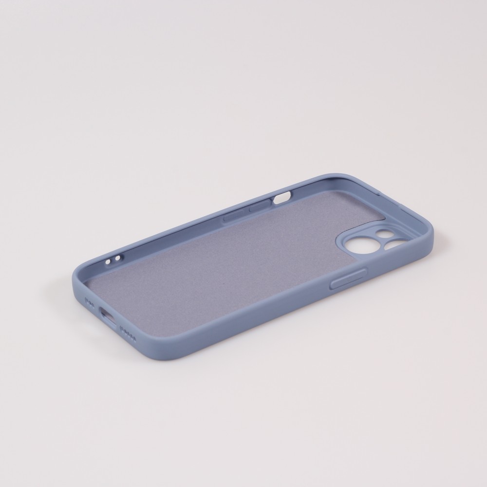 iPhone 13 Case Hülle - Soft-Shell silikon cover mit MagSafe und Kameraschutz - Blau - Grau