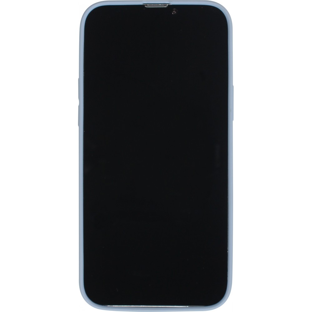 Housse iPhone 13 - Coque en silicone souple avec MagSafe et protection pour caméra - Bleu - Gris