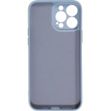 Housse iPhone 13 - Coque en silicone souple avec MagSafe et protection pour caméra - Bleu - Gris