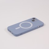 iPhone 13 Case Hülle - Soft-Shell silikon cover mit MagSafe und Kameraschutz - Blau - Grau