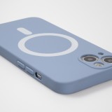 Housse iPhone 13 - Coque en silicone souple avec MagSafe et protection pour caméra - Bleu - Gris