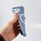 Housse iPhone 13 - Coque en silicone souple avec MagSafe et protection pour caméra - Bleu - Gris