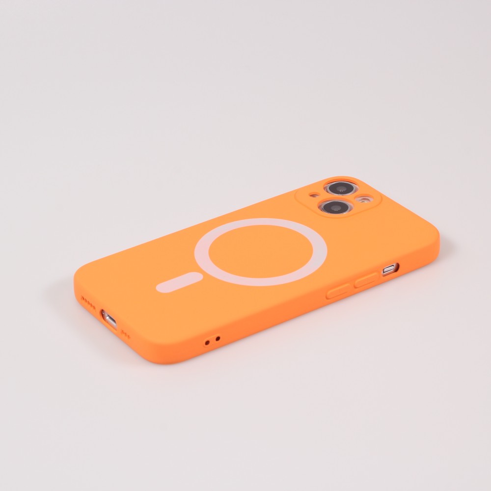 iPhone 13 Case Hülle - Soft-Shell silikon cover mit MagSafe und Kameraschutz - Orange