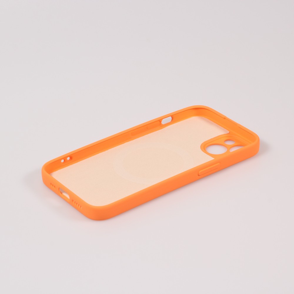 Housse iPhone 13 - Coque en silicone souple avec MagSafe et protection pour caméra - Orange