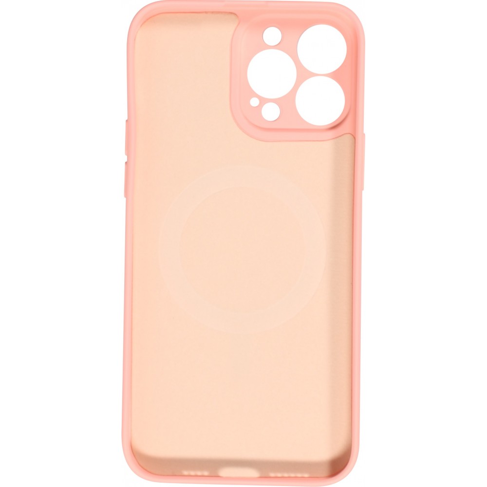 Housse iPhone 13 - Coque en silicone souple avec MagSafe et protection pour caméra - Rose