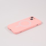 Housse iPhone 13 - Coque en silicone souple avec MagSafe et protection pour caméra - Rose