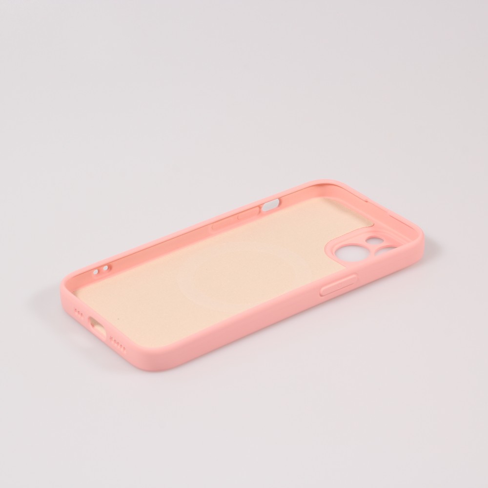 Housse iPhone 13 - Coque en silicone souple avec MagSafe et protection pour caméra - Rose