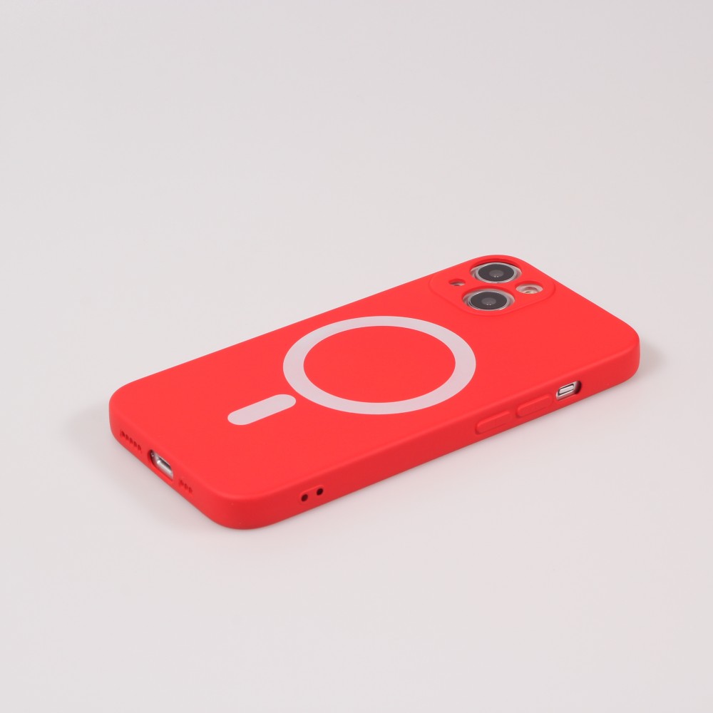 Housse iPhone 13 - Coque en silicone souple avec MagSafe et protection pour caméra - Rouge