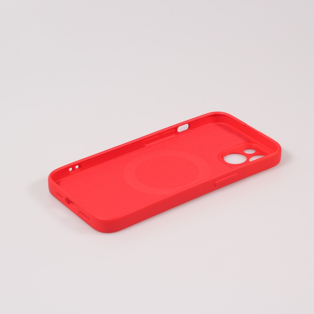 Housse iPhone 13 - Coque en silicone souple avec MagSafe et protection pour caméra - Rouge