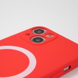 Housse iPhone 13 - Coque en silicone souple avec MagSafe et protection pour caméra - Rouge