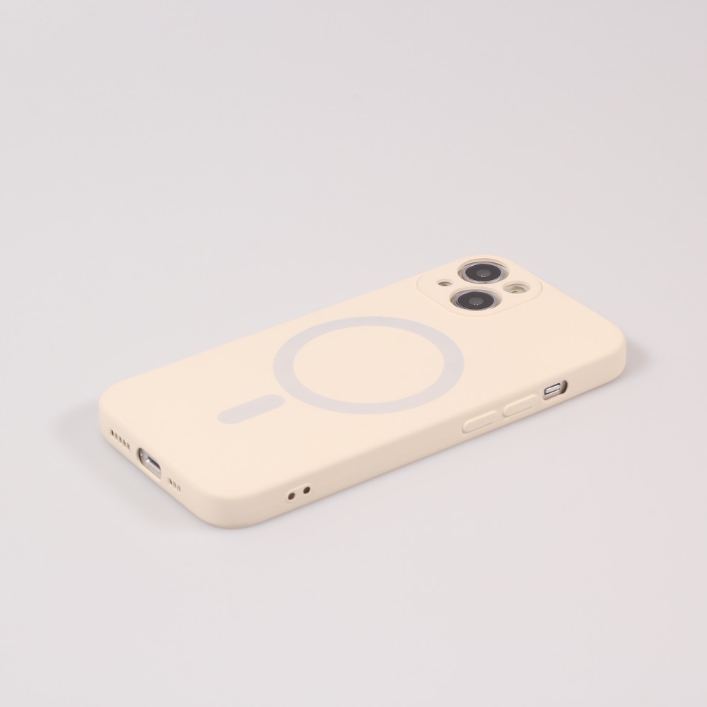 Housse iPhone 13 - Coque en silicone souple avec MagSafe et protection pour caméra - Vanille