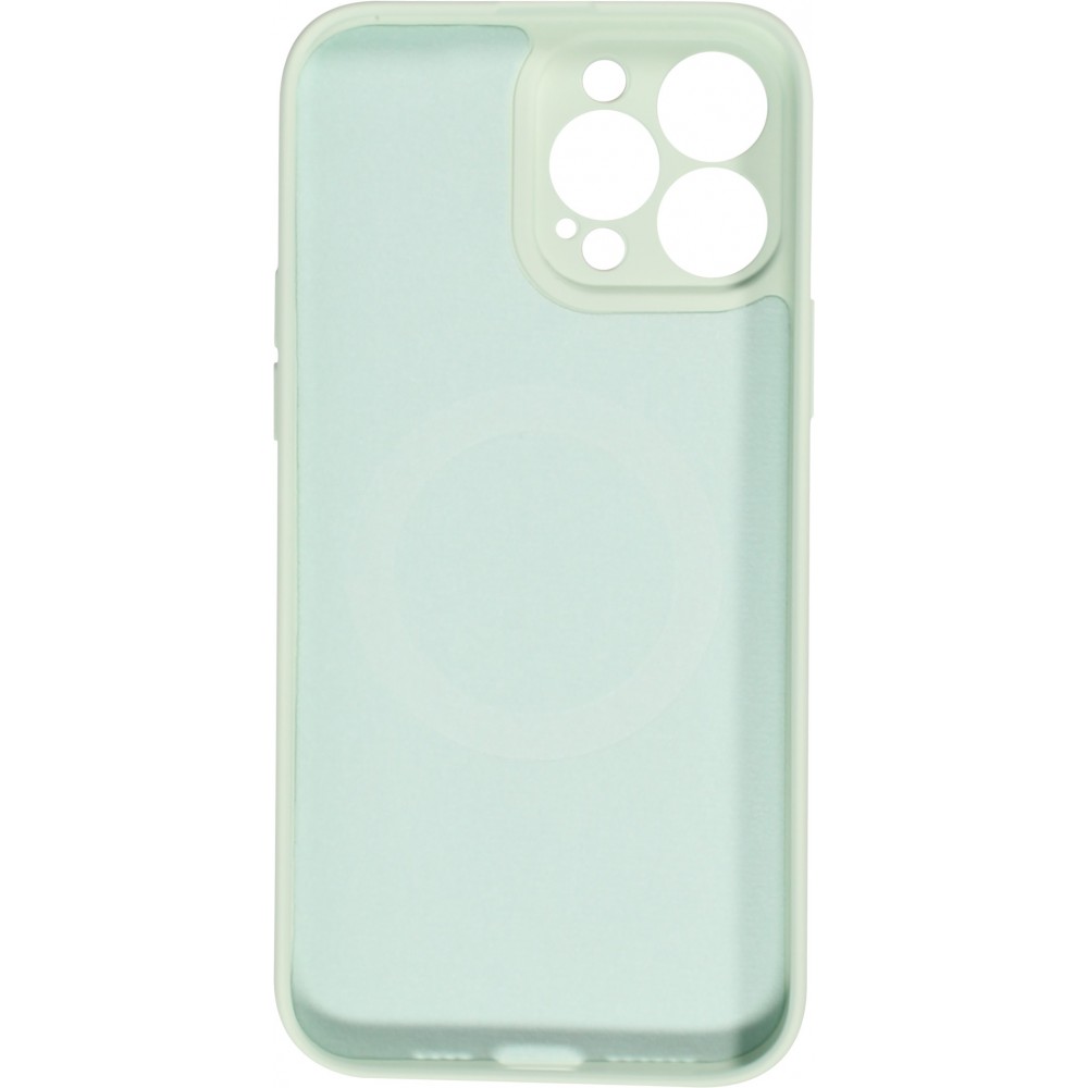 Housse iPhone 13 - Coque en silicone souple avec MagSafe et protection pour caméra - Vert clair