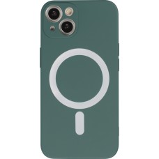 Housse iPhone 13 - Coque en silicone souple avec MagSafe et protection pour caméra - Vert foncé