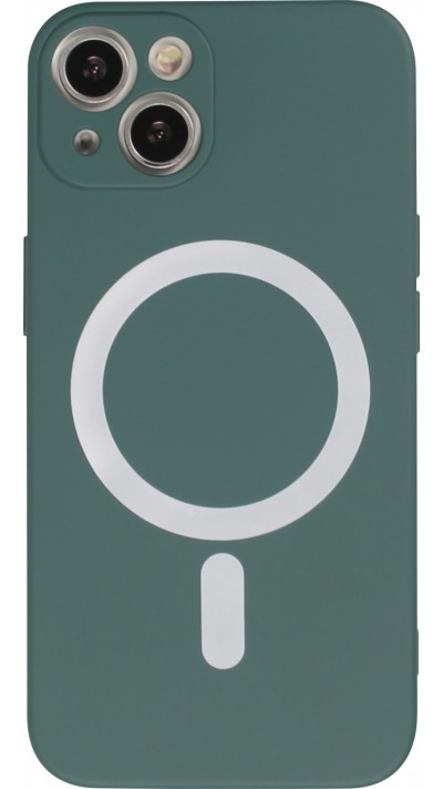 iPhone 13 Case Hülle - Soft-Shell silikon cover mit MagSafe und Kameraschutz - Dunkelgrün