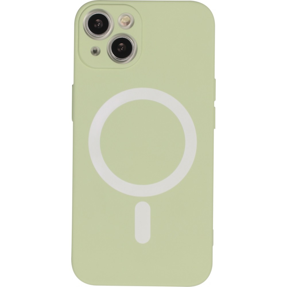 Housse iPhone 13 - Coque en silicone souple avec MagSafe et protection pour caméra - Vert