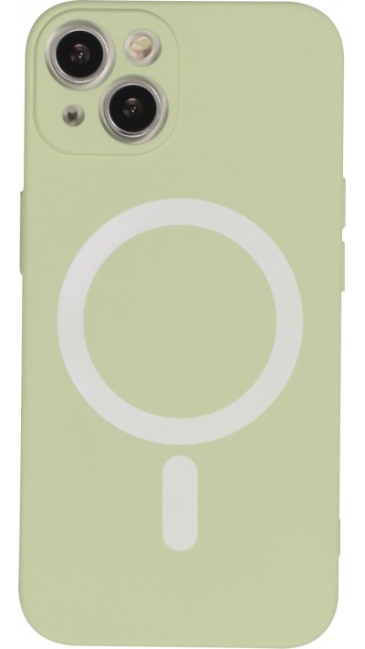 Housse iPhone 13 - Coque en silicone souple avec MagSafe et protection pour caméra - Vert