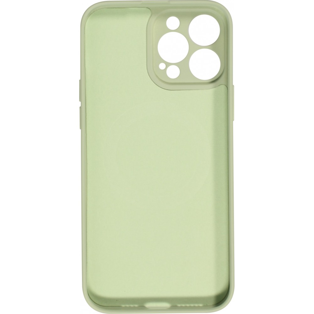 Housse iPhone 13 - Coque en silicone souple avec MagSafe et protection pour caméra - Vert