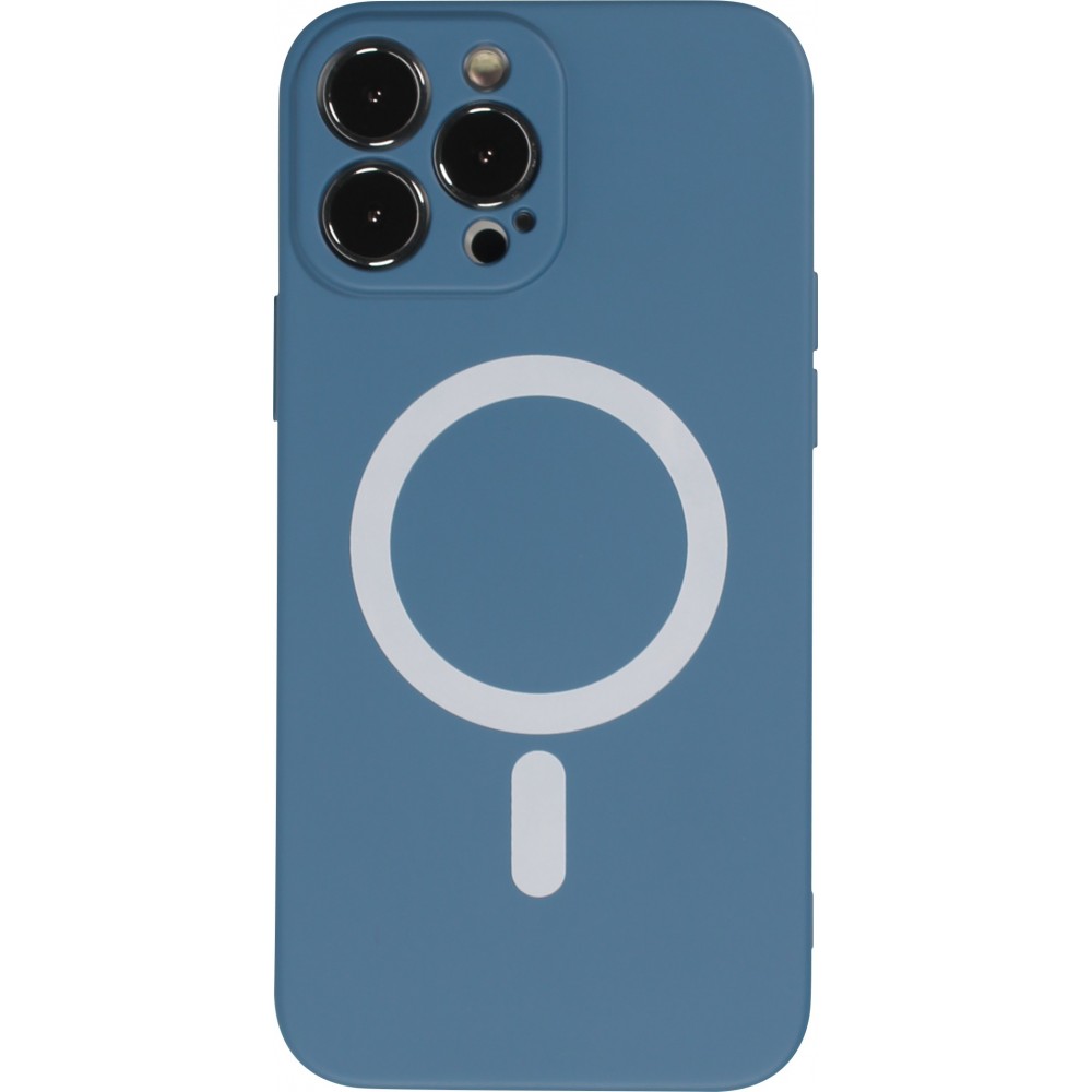 Housse iPhone 13 Pro - Coque en silicone souple avec MagSafe et protection pour caméra - Bleu