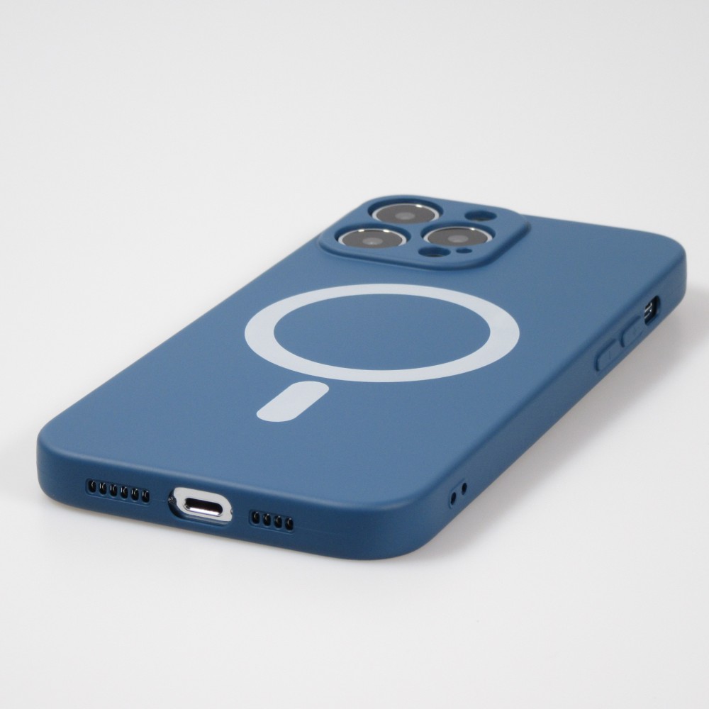 Housse iPhone 13 Pro - Coque en silicone souple avec MagSafe et protection pour caméra - Bleu