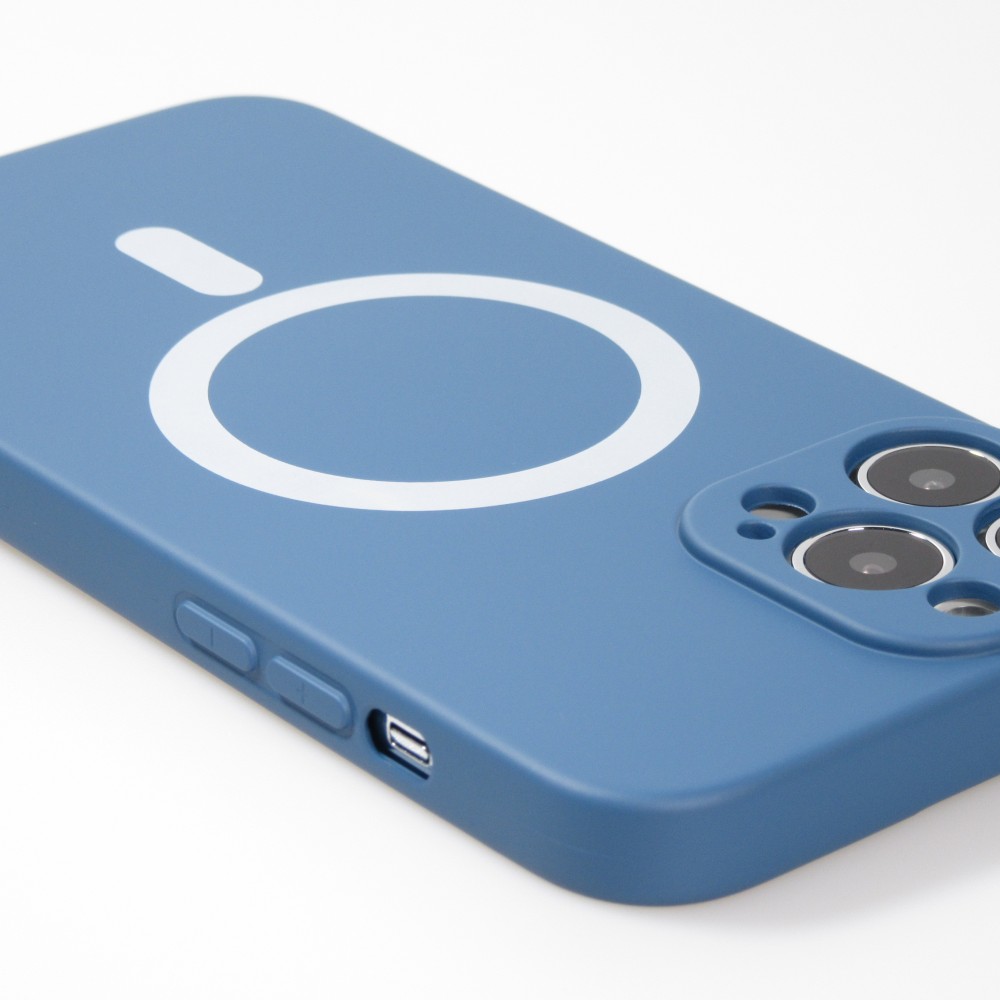 Housse iPhone 13 Pro - Coque en silicone souple avec MagSafe et protection pour caméra - Bleu