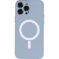 Housse iPhone 13 Pro - Coque en silicone souple avec MagSafe et protection pour caméra - Bleu - Gris