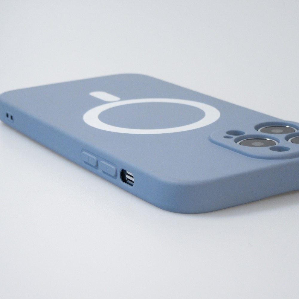 iPhone 13 Pro Max Case Hülle - Soft-Shell silikon cover mit MagSafe und Kameraschutz - Blau - Grau