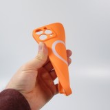 Housse iPhone 13 Pro Max - Coque en silicone souple avec MagSafe et protection pour caméra - Orange