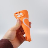 Housse iPhone 13 Pro - Coque en silicone souple avec MagSafe et protection pour caméra - Orange