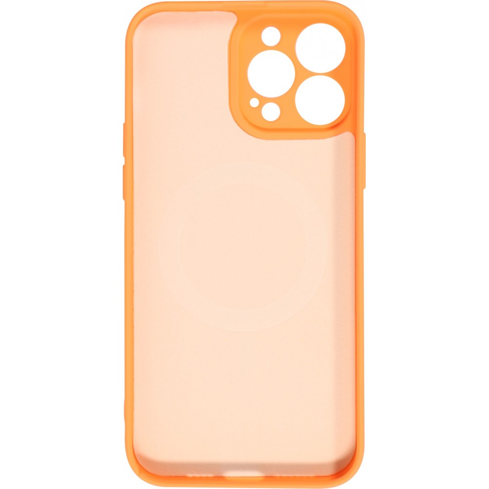Housse iPhone 13 Pro - Coque en silicone souple avec MagSafe et protection pour caméra - Orange