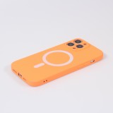 Housse iPhone 13 Pro - Coque en silicone souple avec MagSafe et protection pour caméra - Orange