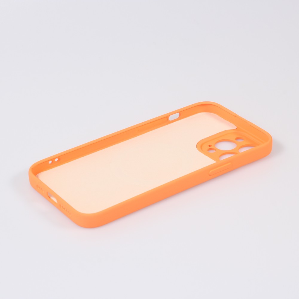 Housse iPhone 13 Pro Max - Coque en silicone souple avec MagSafe et protection pour caméra - Orange