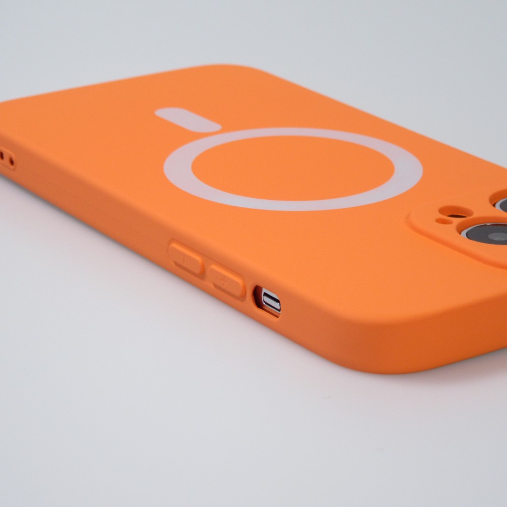 Housse iPhone 13 Pro Max - Coque en silicone souple avec MagSafe et protection pour caméra - Orange