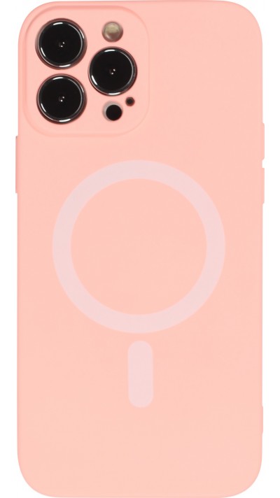 Housse iPhone 13 Pro - Coque en silicone souple avec MagSafe et protection pour caméra - Rose