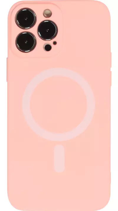 Housse iPhone 13 Pro - Coque en silicone souple avec MagSafe et protection pour caméra - Rose