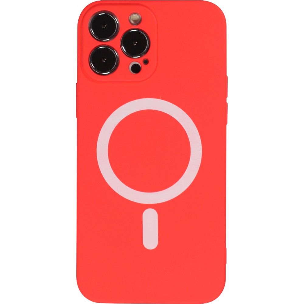 iPhone 13 Pro Case Hülle - Soft-Shell silikon cover mit MagSafe und Kameraschutz - Rot