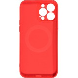 Housse iPhone 13 Pro Max - Coque en silicone souple avec MagSafe et protection pour caméra - Rouge