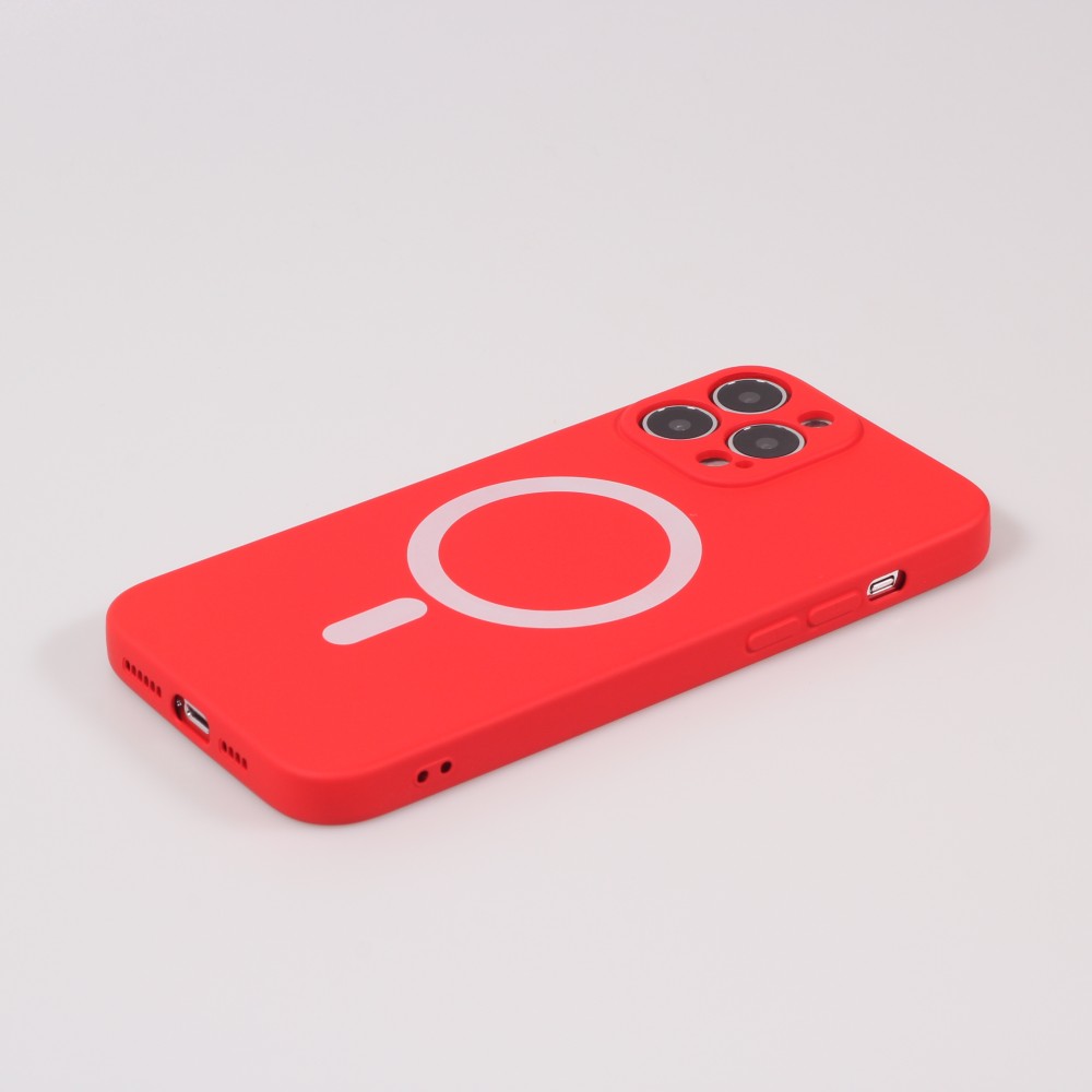 iPhone 13 Pro Case Hülle - Soft-Shell silikon cover mit MagSafe und Kameraschutz - Rot