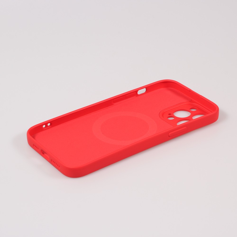 Housse iPhone 13 Pro Max - Coque en silicone souple avec MagSafe et protection pour caméra - Rouge